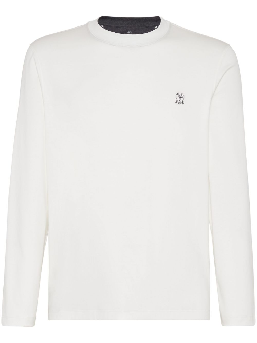 Brunello Cucinelli logo-embroidered T-shirt - White von Brunello Cucinelli