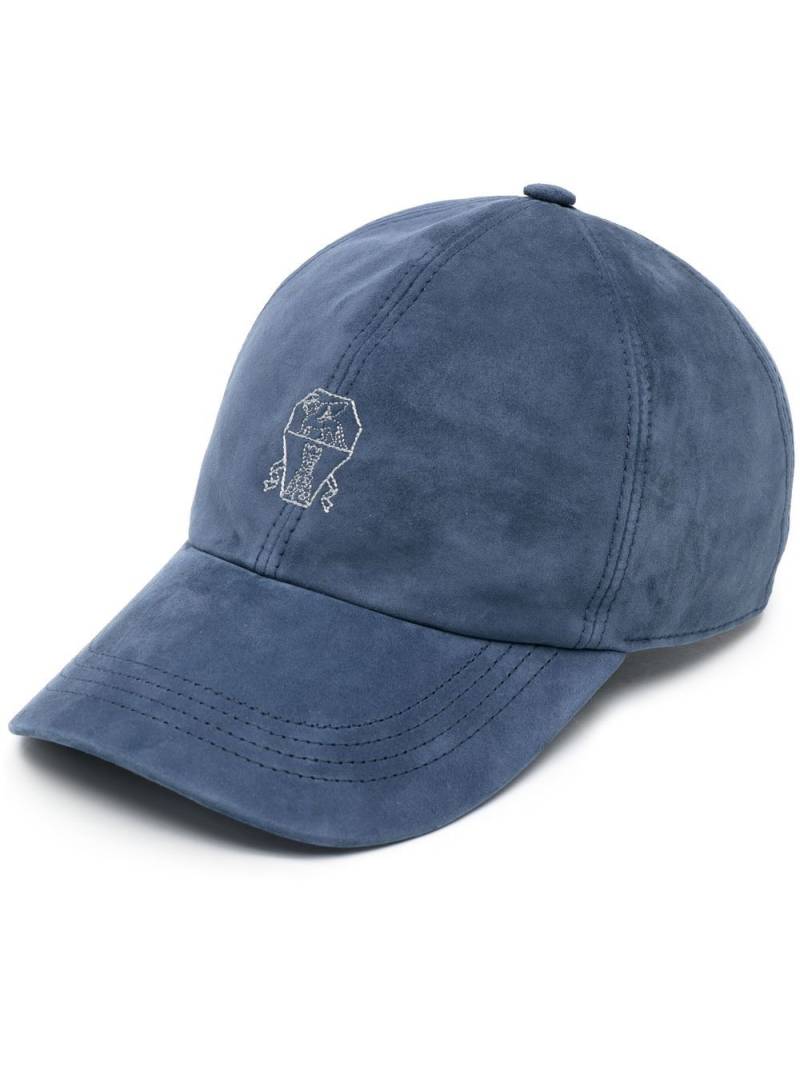 Brunello Cucinelli logo-embroidered cap - Blue von Brunello Cucinelli