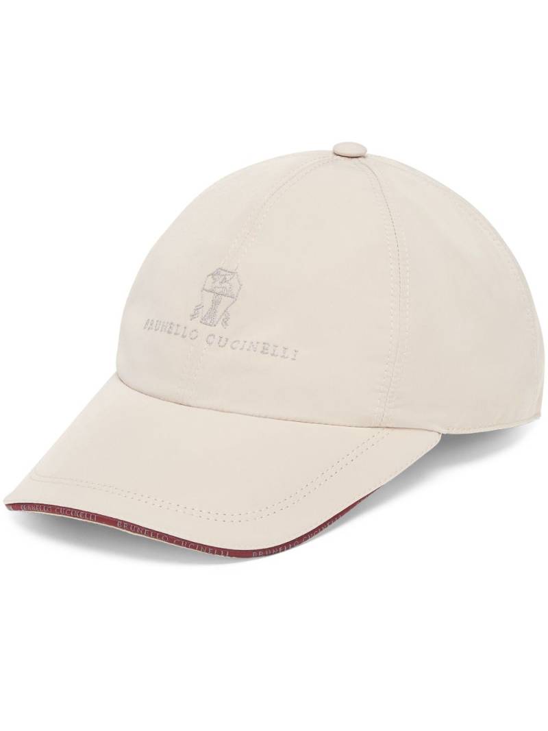 Brunello Cucinelli logo-embroidered cap - Neutrals von Brunello Cucinelli