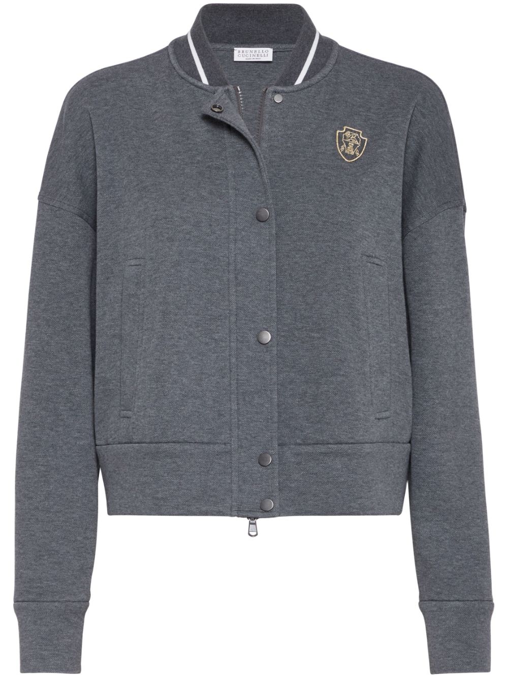 Brunello Cucinelli logo-embroidered cardigan sweatshirt - Grey von Brunello Cucinelli