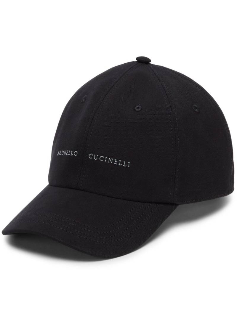 Brunello Cucinelli logo-embroidered cotton baseball cap - Black von Brunello Cucinelli