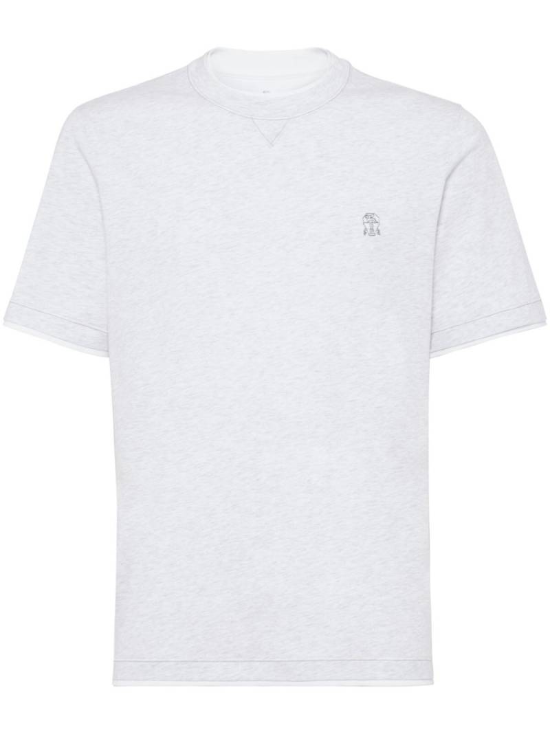 Brunello Cucinelli logo-embroidered crew-neck T-shirt - White von Brunello Cucinelli