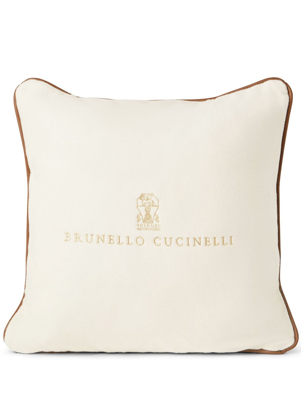 Brunello Cucinelli logo-embroidered cushion - White von Brunello Cucinelli