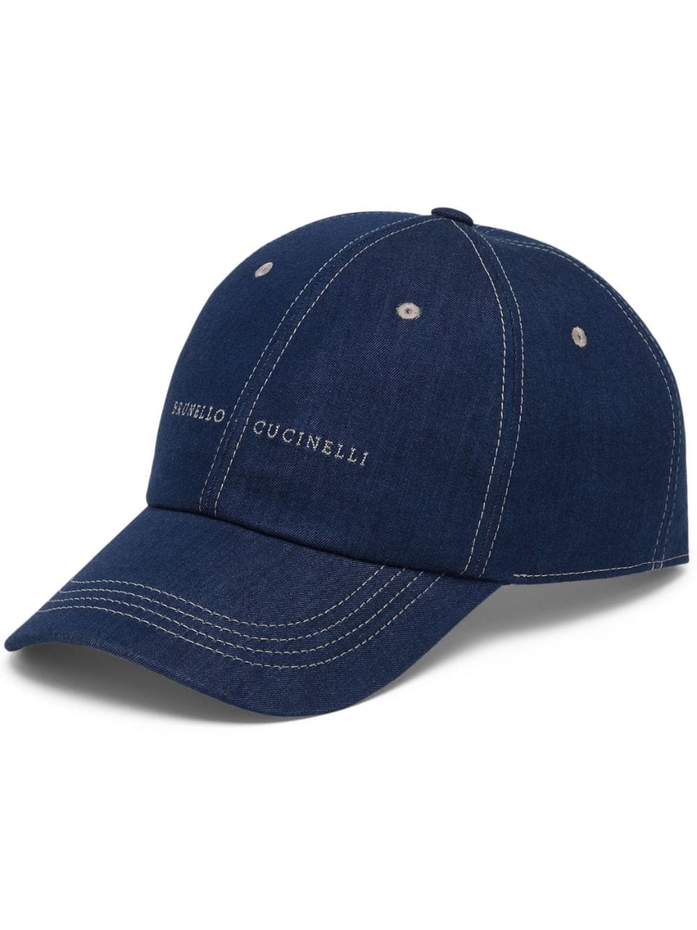 Brunello Cucinelli logo-embroidered denim baseball cap - Blue von Brunello Cucinelli