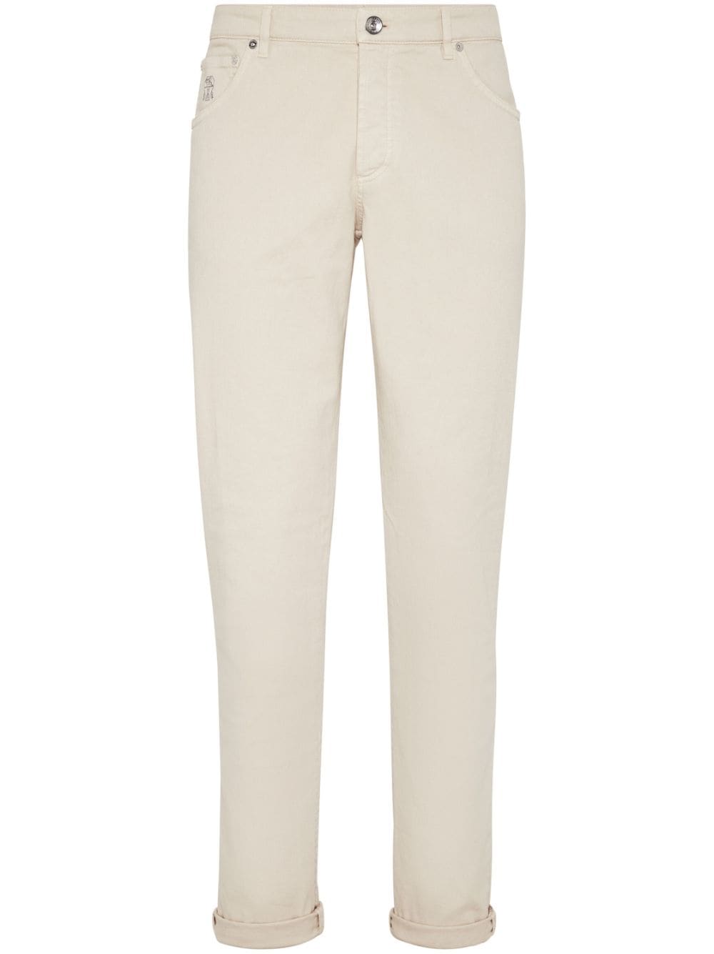 Brunello Cucinelli logo-embroidered jeans - Neutrals von Brunello Cucinelli