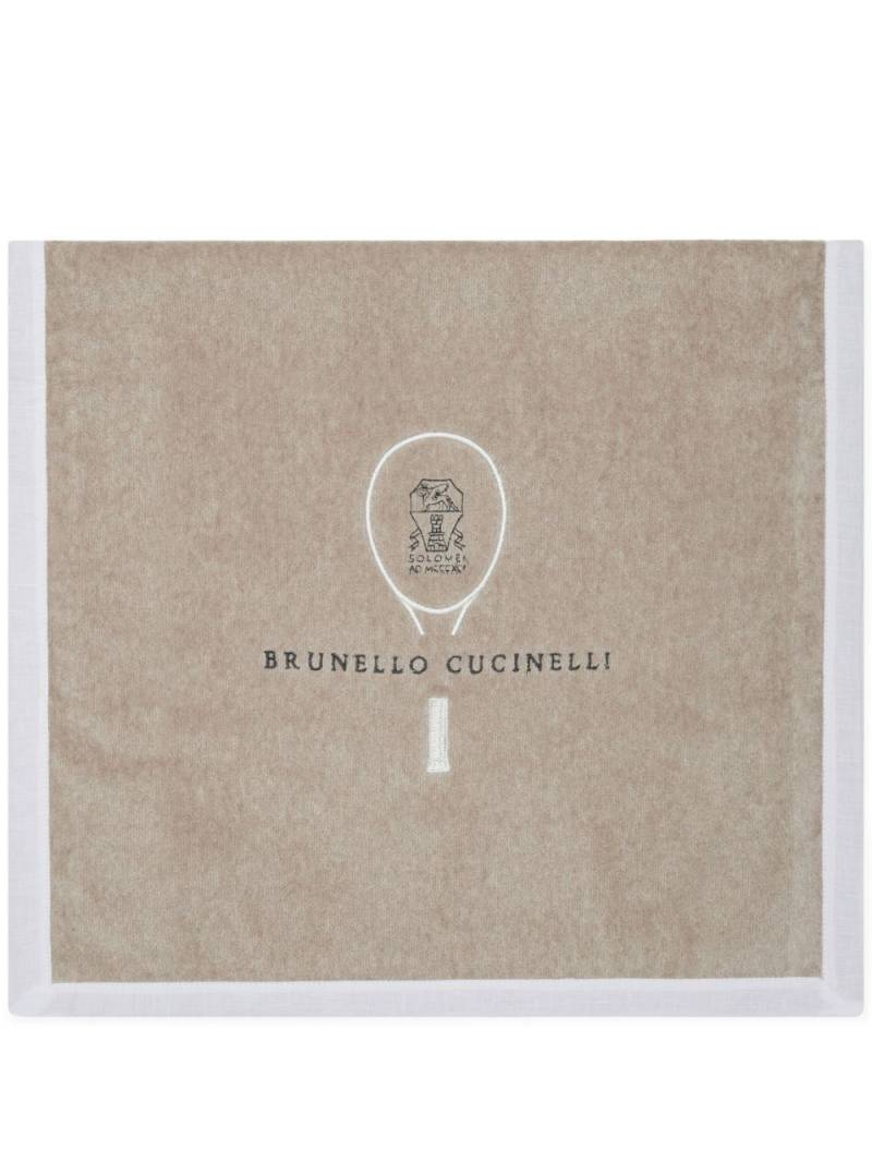 Brunello Cucinelli logo-embroidered towel (85cm x 44 cm) - Neutrals von Brunello Cucinelli