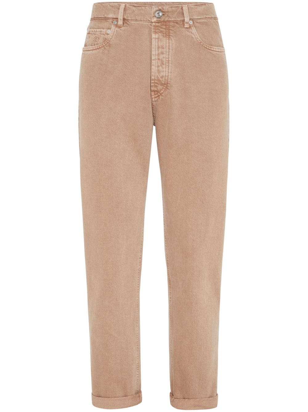 Brunello Cucinelli logo-patch tapered jeans - Neutrals von Brunello Cucinelli