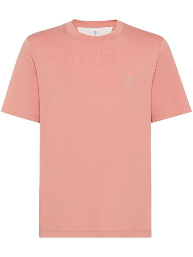 Brunello Cucinelli logo-print T-shirt - Pink von Brunello Cucinelli