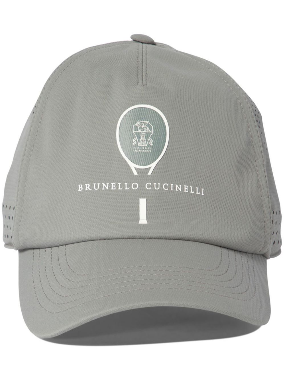 Brunello Cucinelli logo-print cap - Grey von Brunello Cucinelli