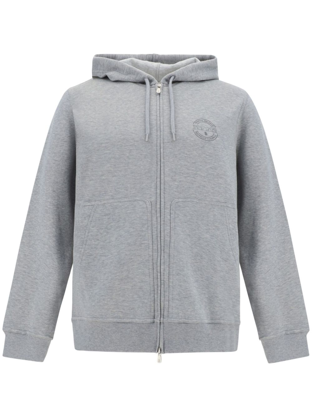 Brunello Cucinelli logo-print hoodie - Grey von Brunello Cucinelli