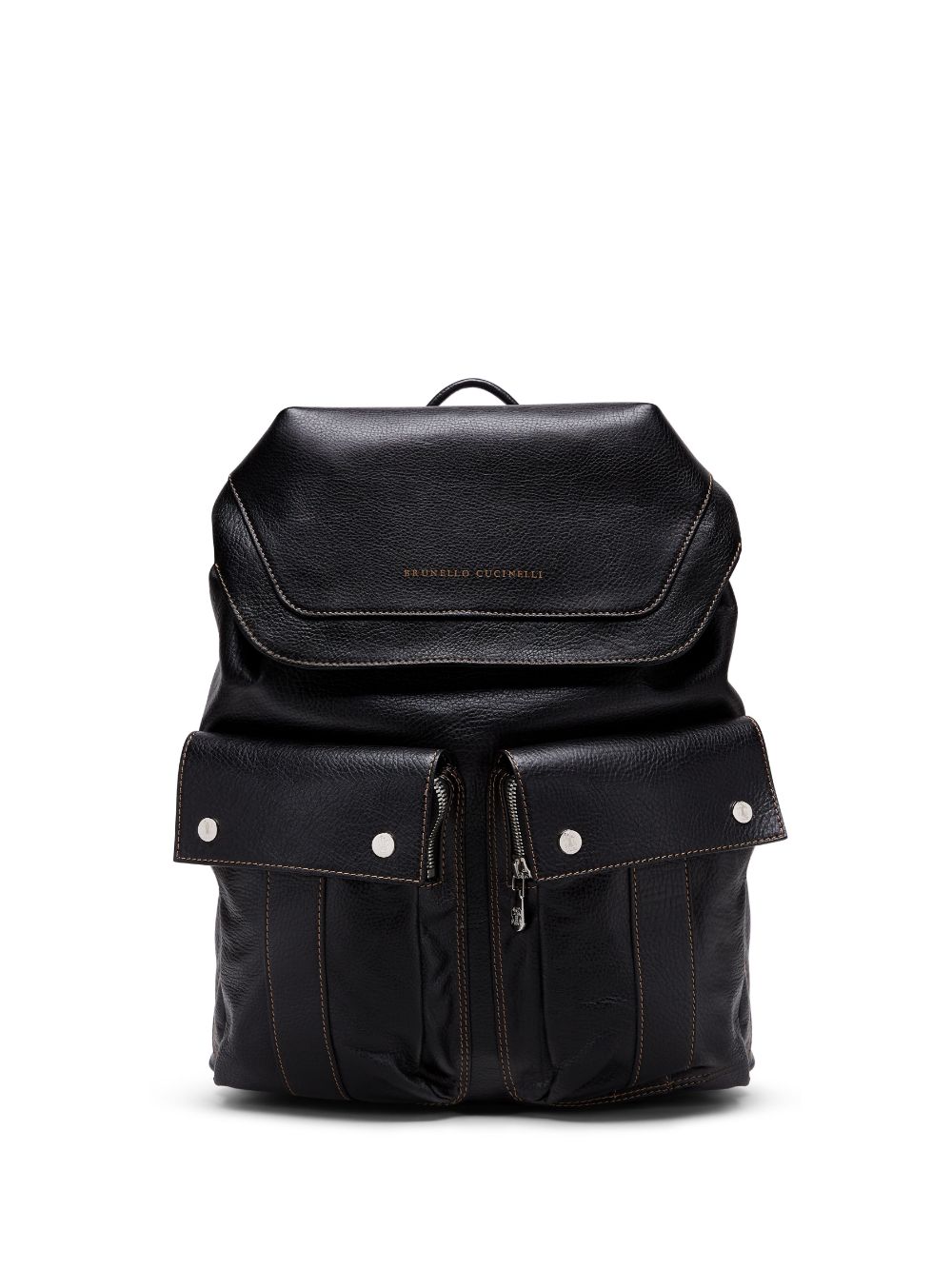 Brunello Cucinelli logo-print leather backpack - Black von Brunello Cucinelli