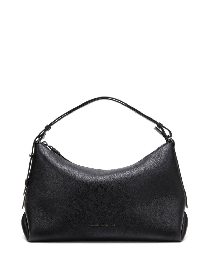 Brunello Cucinelli logo-print leather top-handle bag - Black von Brunello Cucinelli