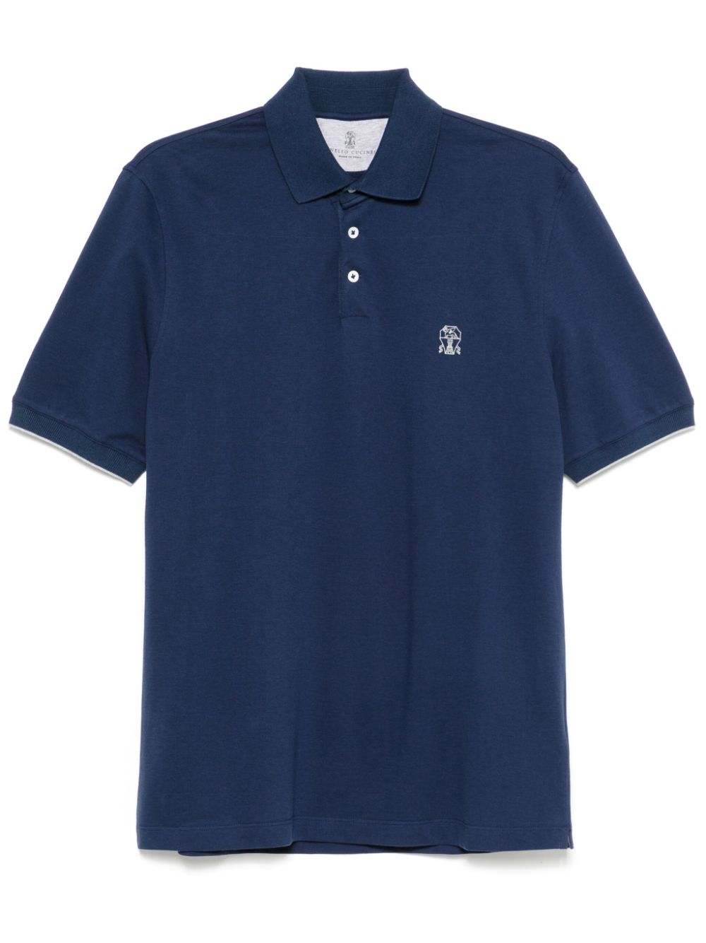 Brunello Cucinelli logo-print polo shirt - Blue von Brunello Cucinelli