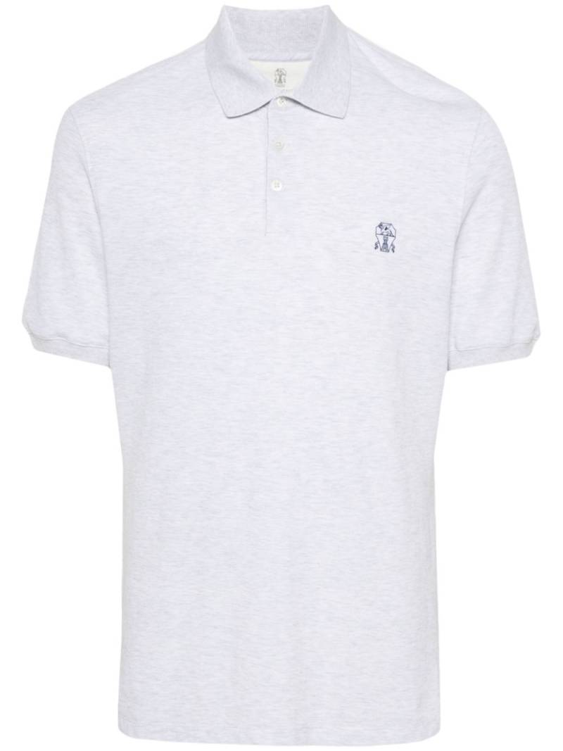 Brunello Cucinelli logo-print polo shirt - Grey von Brunello Cucinelli