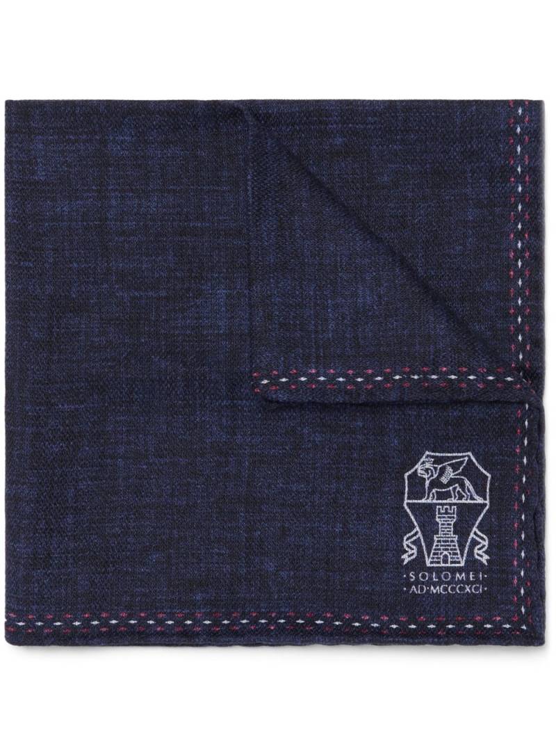 Brunello Cucinelli logo-print silk pocket square - Blue von Brunello Cucinelli