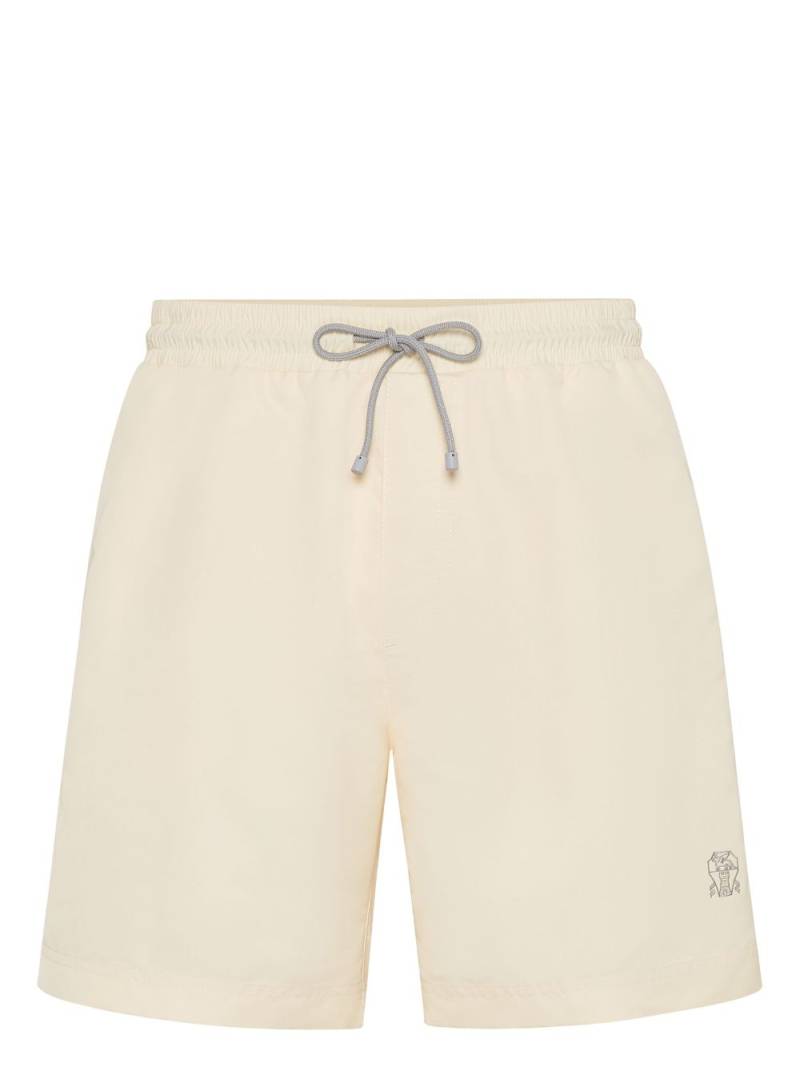 Brunello Cucinelli logo-print swim shorts - Neutrals von Brunello Cucinelli