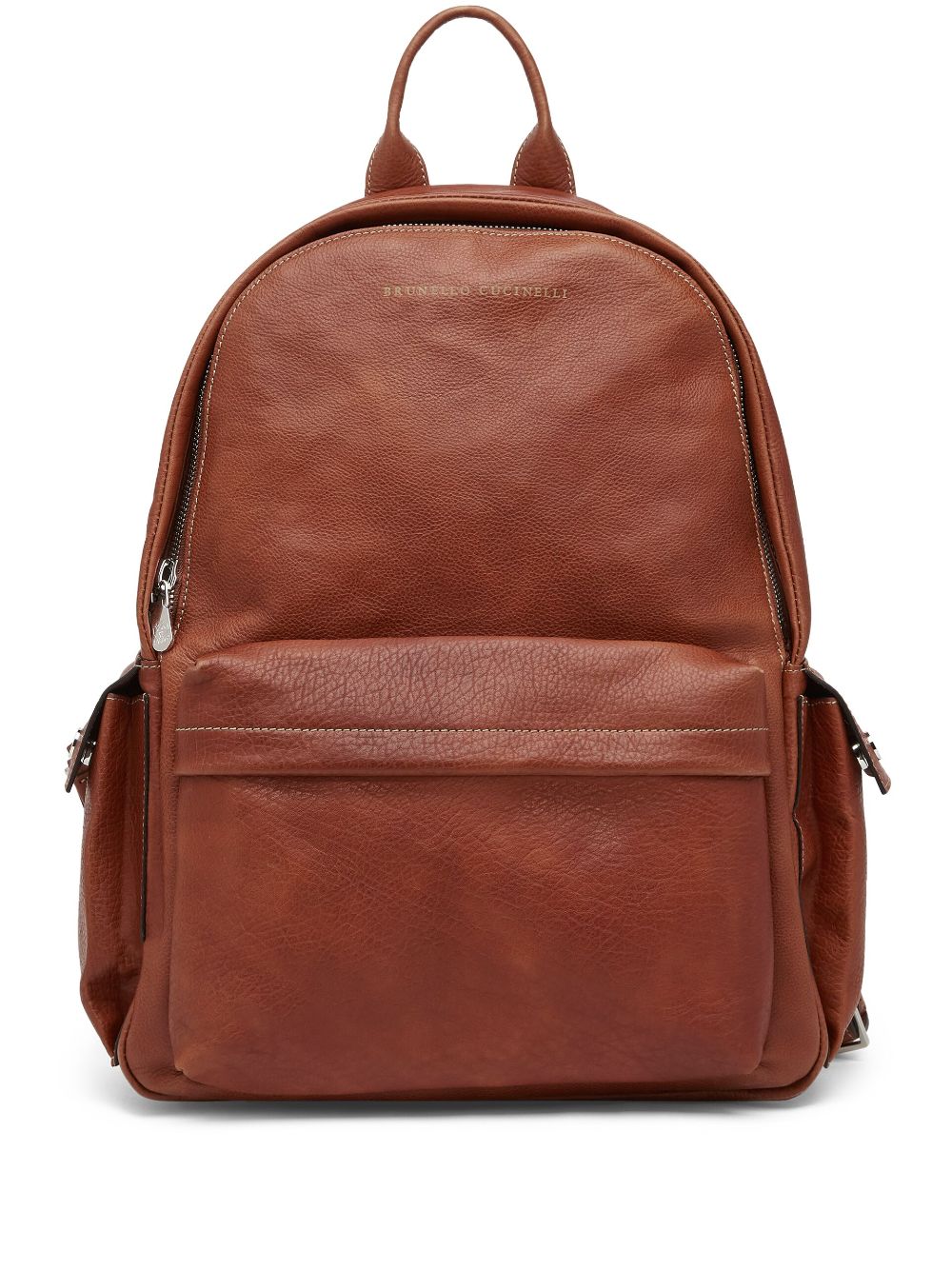 Brunello Cucinelli logo-stamp leather backpack - Brown von Brunello Cucinelli