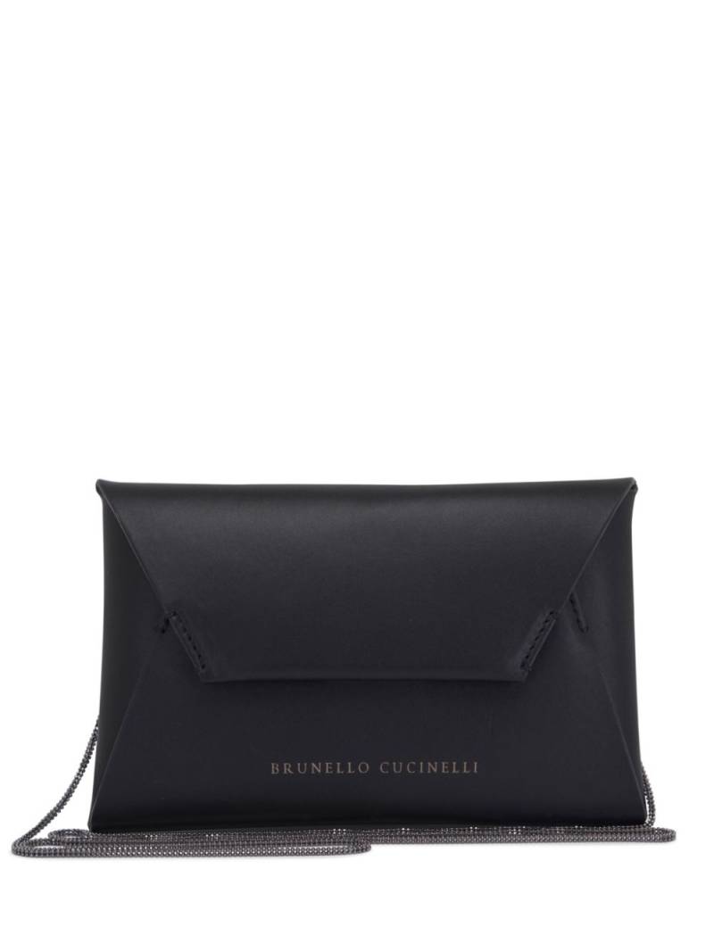 Brunello Cucinelli logo-stamp leather envelope clutch bag - Black von Brunello Cucinelli