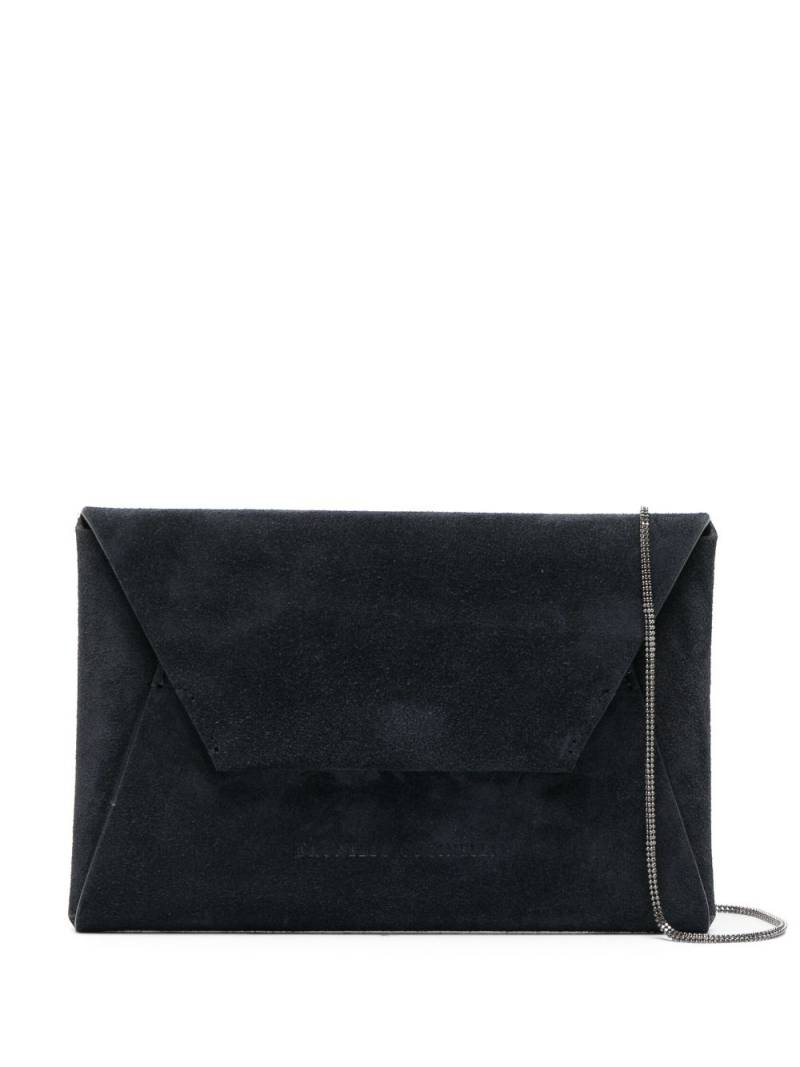 Brunello Cucinelli logo-stamp suede crossbody bag - Blue von Brunello Cucinelli