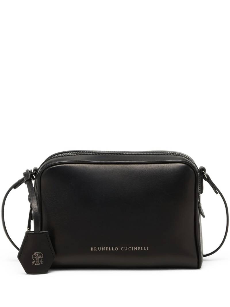 Brunello Cucinelli logo-tag leather crossbody bag - Black von Brunello Cucinelli