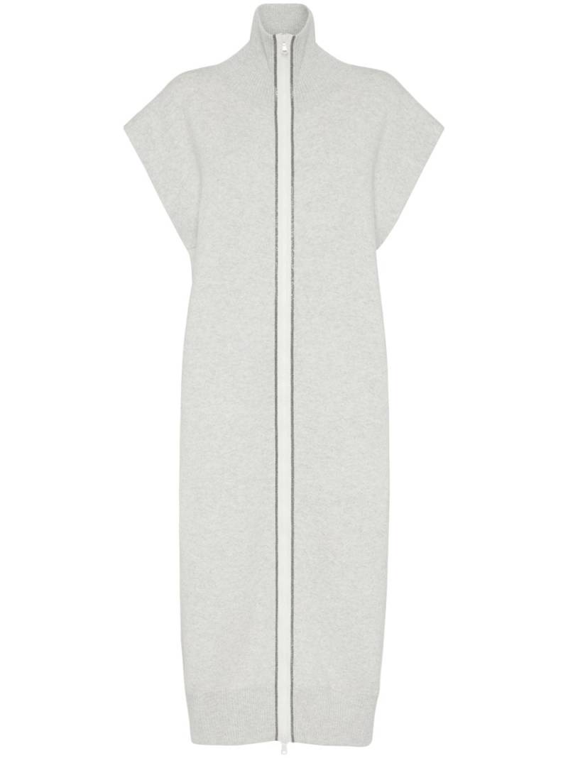 Brunello Cucinelli long knitted vest - White von Brunello Cucinelli