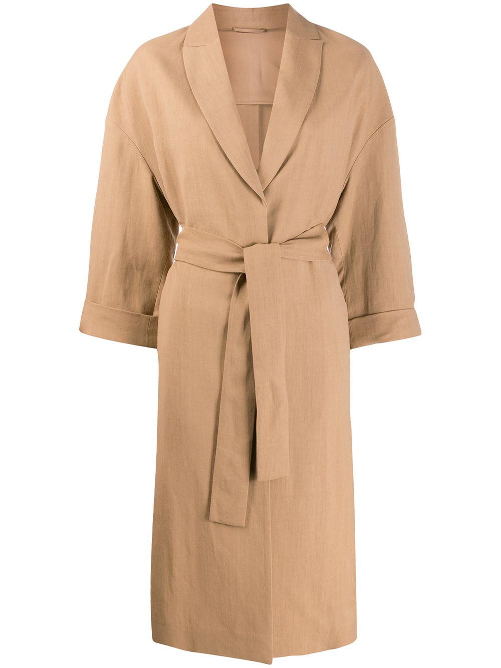 Brunello Cucinelli long-length belted coat - Neutrals von Brunello Cucinelli