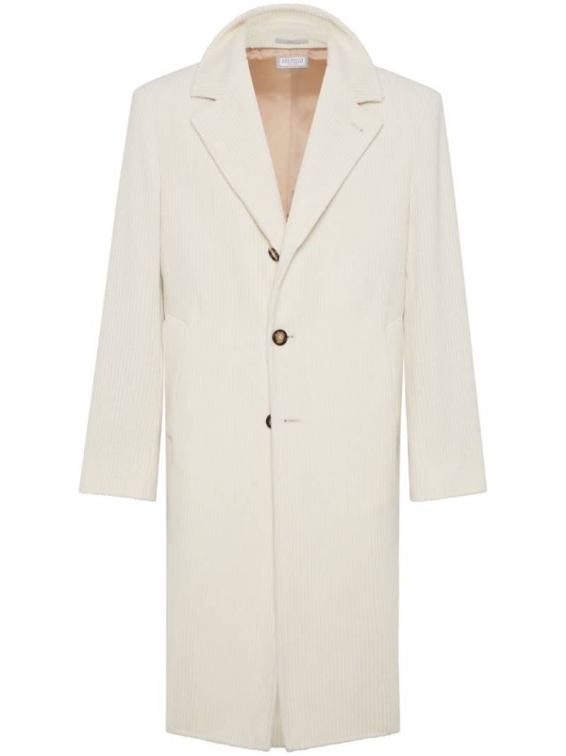 Brunello Cucinelli long ribbed cashmere coat - Neutrals von Brunello Cucinelli