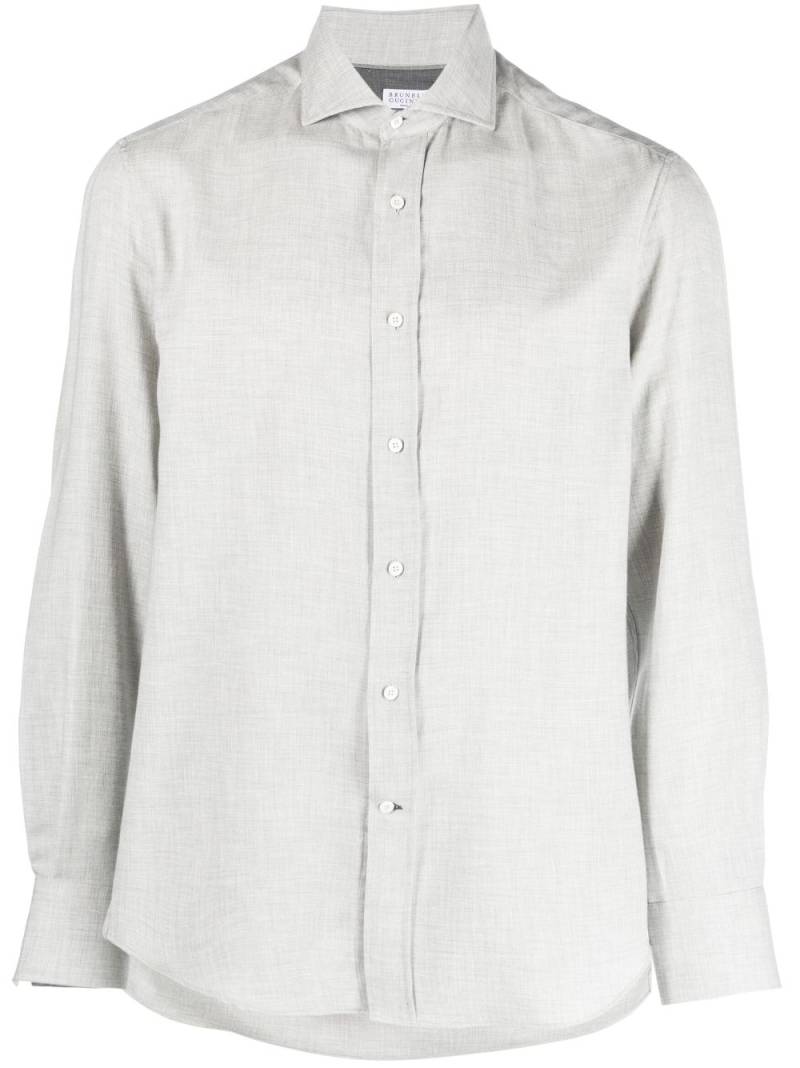 Brunello Cucinelli long-sleeve cotton-blend shirt - Grey von Brunello Cucinelli