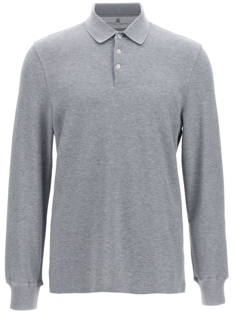 Brunello Cucinelli long-sleeve polo shirt - Grey von Brunello Cucinelli