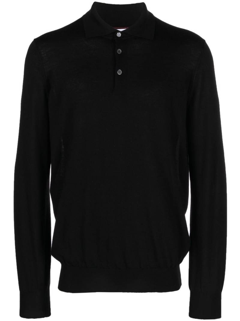 Brunello Cucinelli long-sleeve virgin wool polo shirt - Black von Brunello Cucinelli