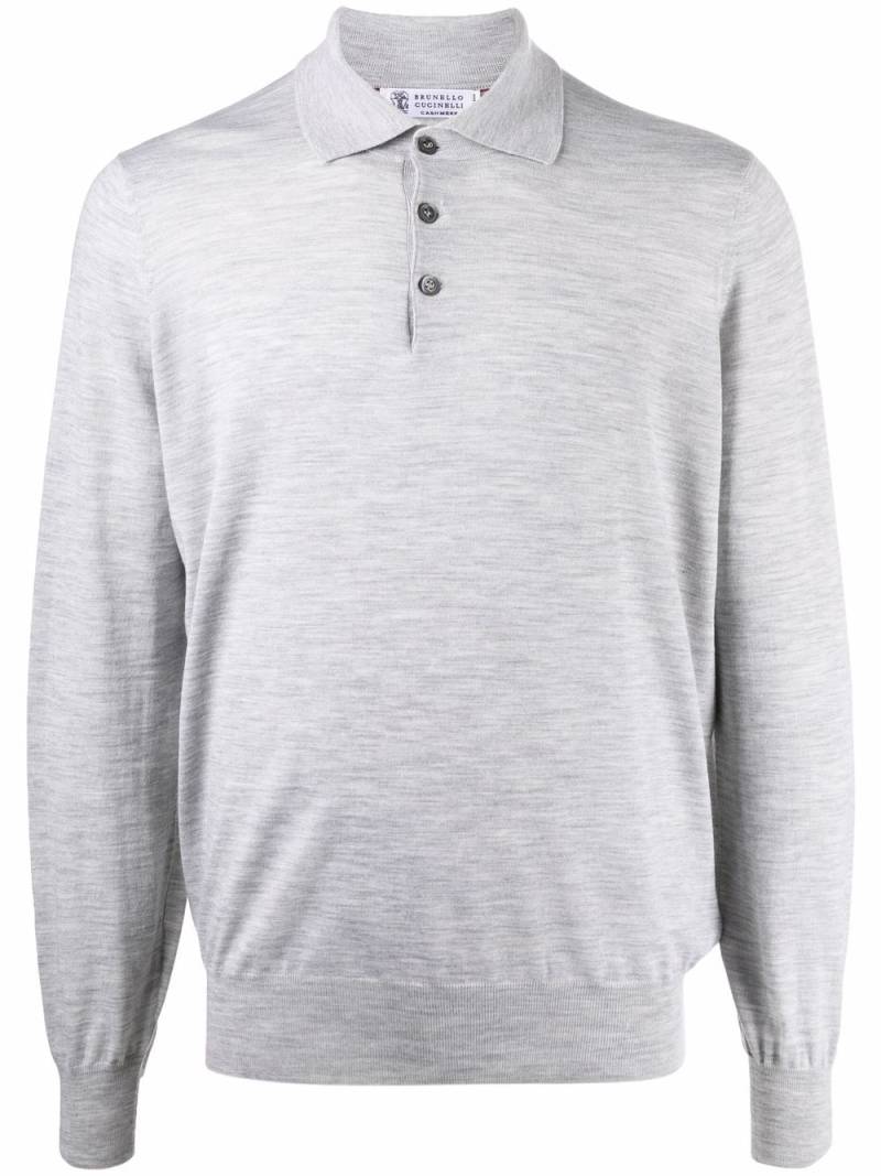 Brunello Cucinelli long-sleeved polo shirt - Grey von Brunello Cucinelli