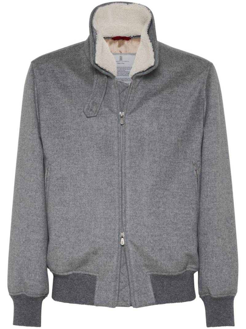 Brunello Cucinelli mélange-effect cashmere jacket - Grey von Brunello Cucinelli