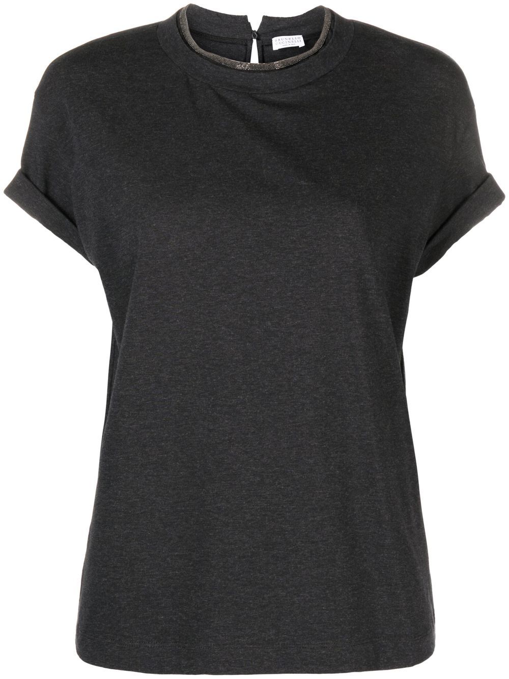 Brunello Cucinelli melange-effect turn-up cuff T-shirt - Grey von Brunello Cucinelli