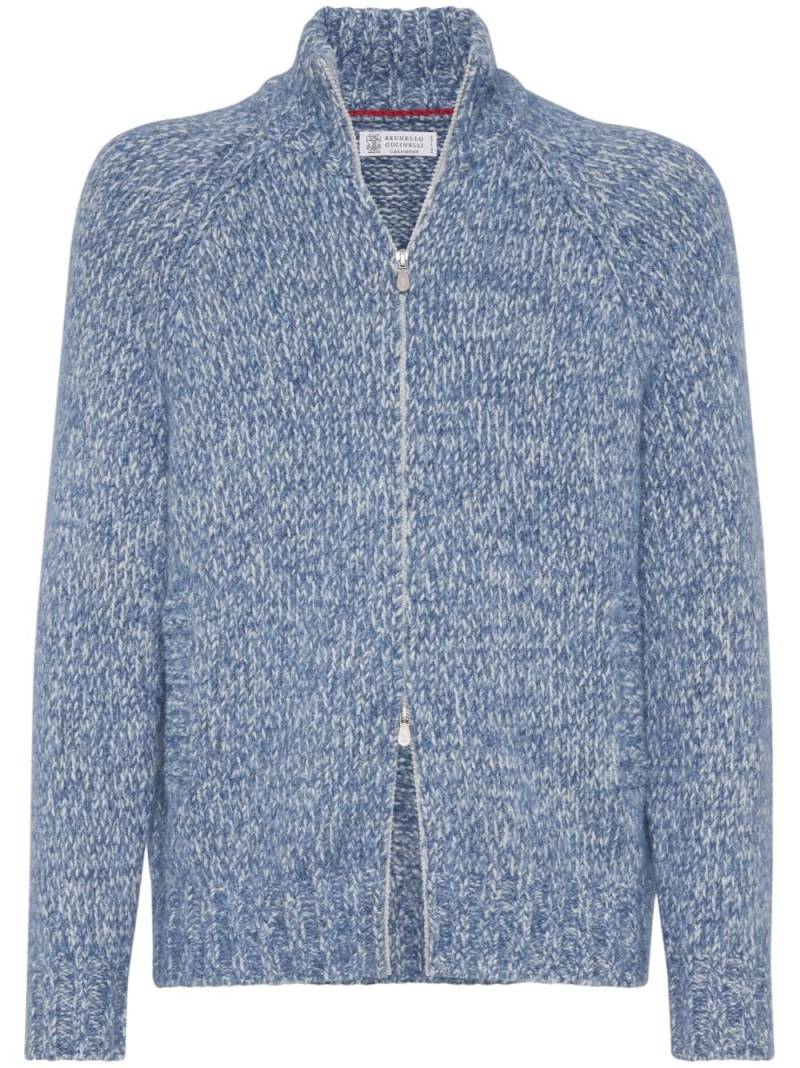 Brunello Cucinelli mélange-effect zip-up cardigan - Blue von Brunello Cucinelli