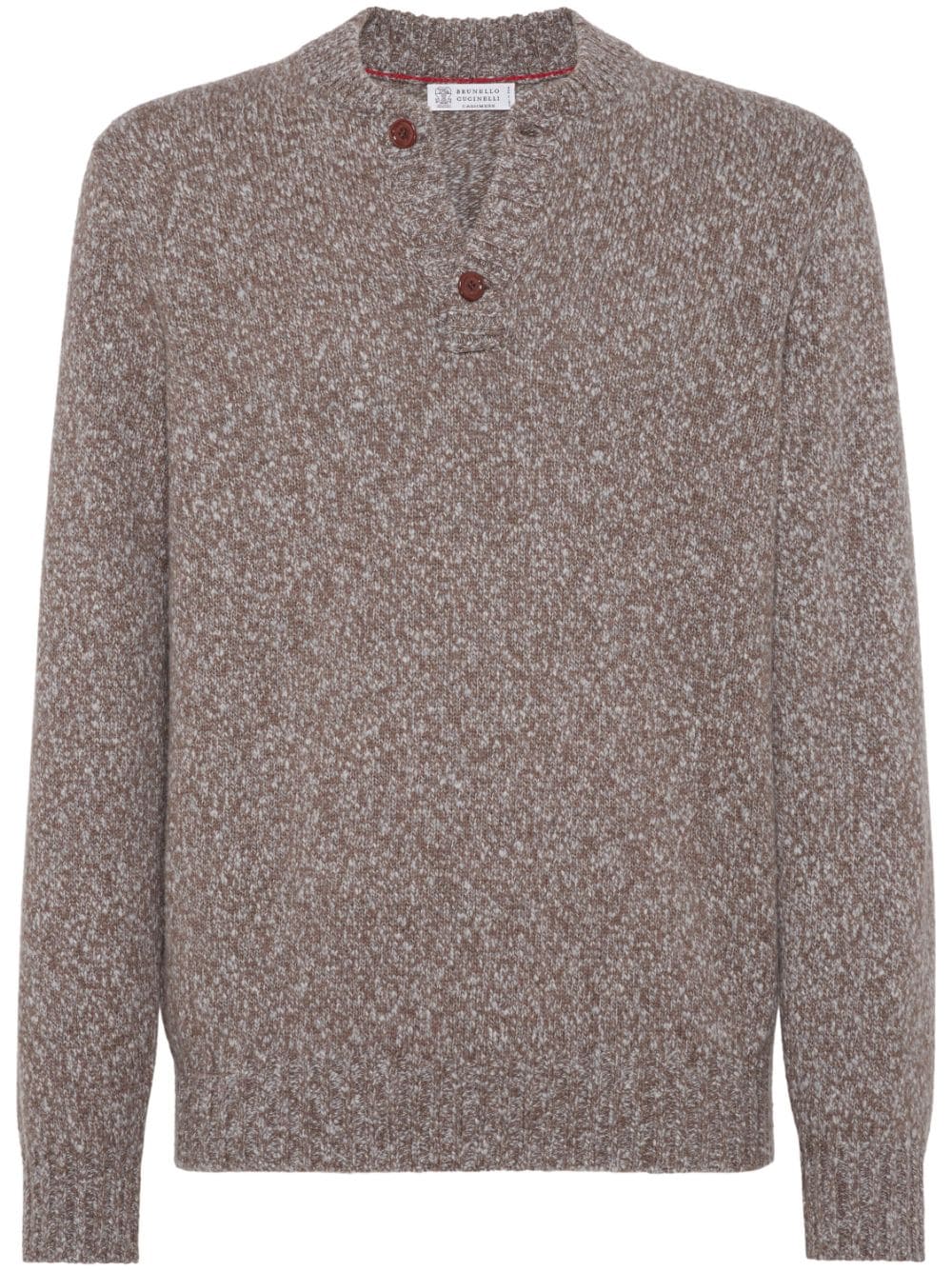 Brunello Cucinelli mélange-effet long-sleeved jumper - Brown von Brunello Cucinelli