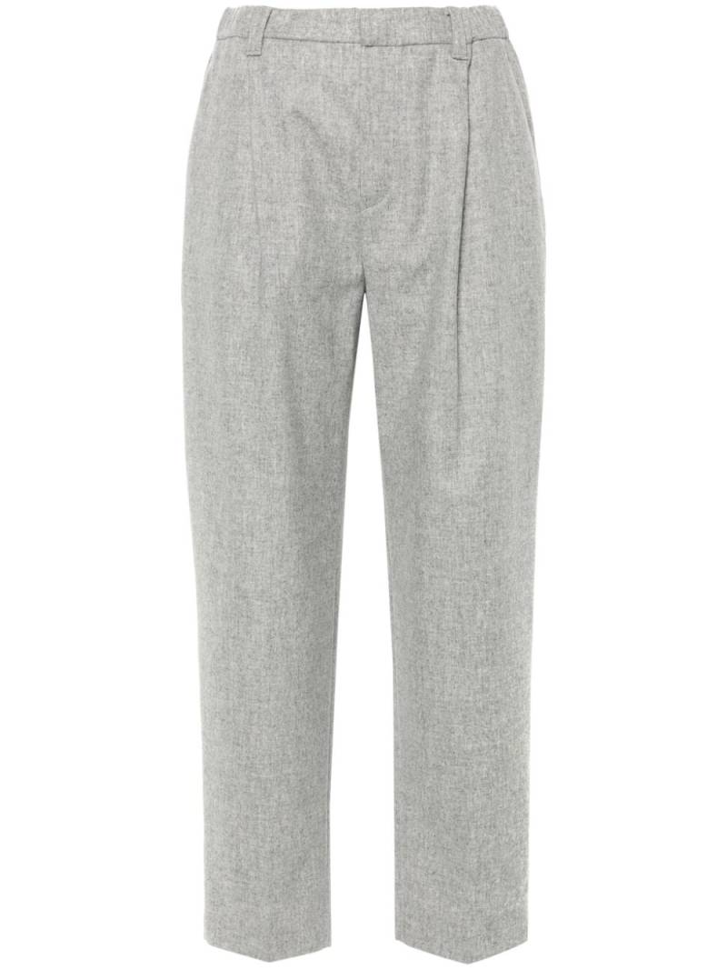 Brunello Cucinelli mélange pleated tapered trousers - Grey von Brunello Cucinelli