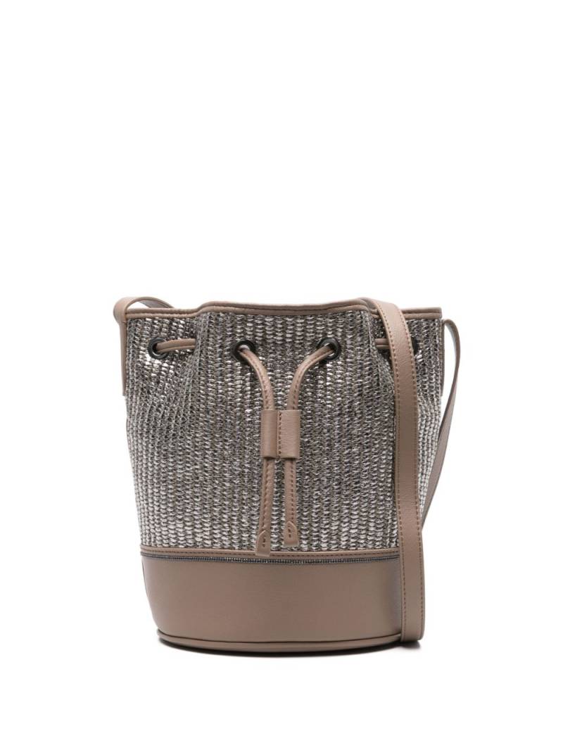 Brunello Cucinelli metallic raffia bucket bag - Silver von Brunello Cucinelli