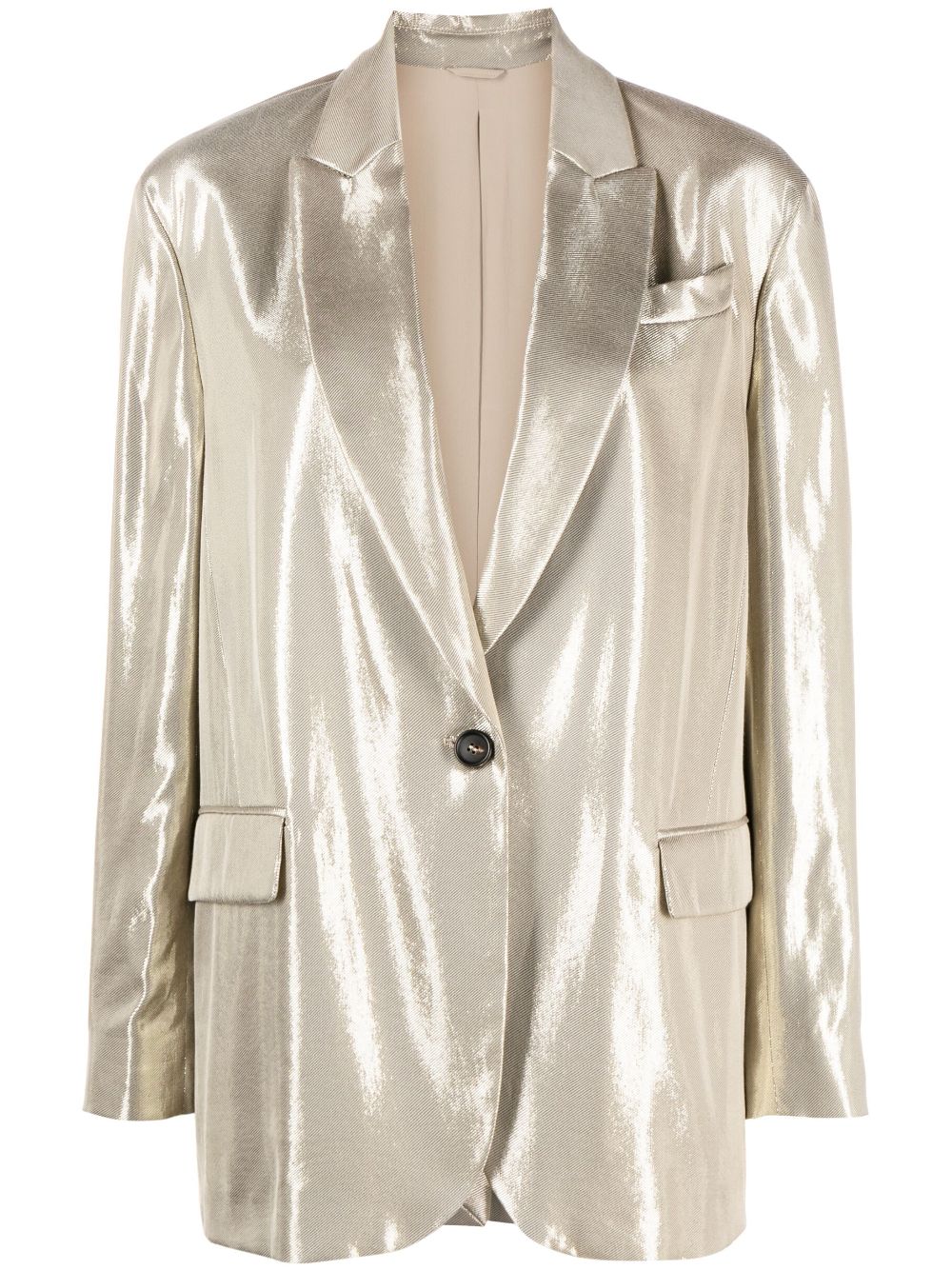 Brunello Cucinelli metallic single-breasted blazer - Gold von Brunello Cucinelli