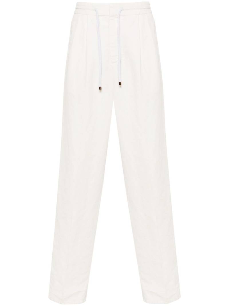 Brunello Cucinelli mid-rise linen blend tapered-leg tailored trousers - White von Brunello Cucinelli