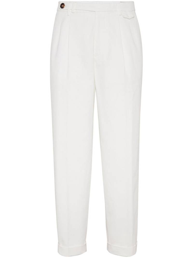 Brunello Cucinelli mid-rise twill tailored trousers - White von Brunello Cucinelli