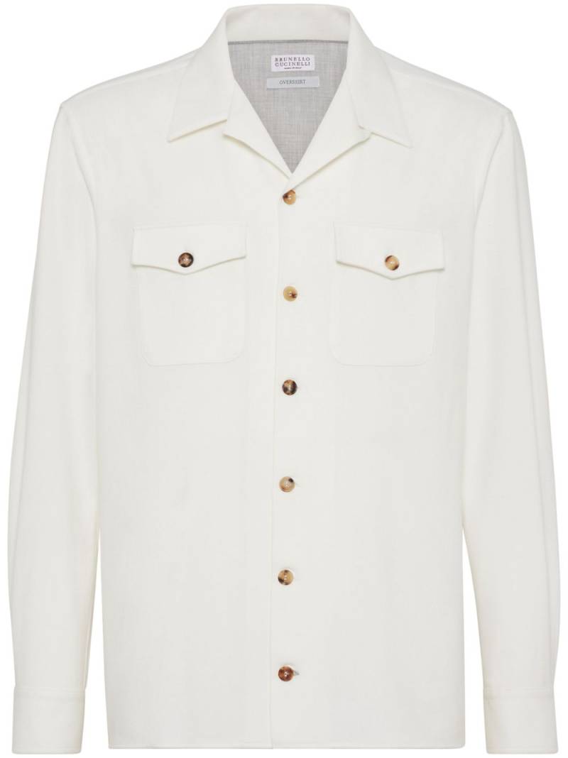 Brunello Cucinelli notched-collar cotton shirt - White von Brunello Cucinelli