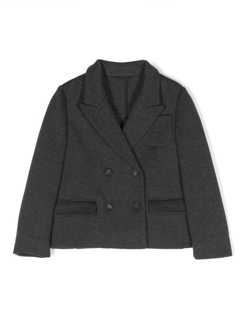 Brunello Cucinelli Kids notched-lapels double-breasted blazer - Grey von Brunello Cucinelli Kids