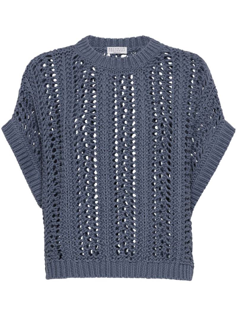 Brunello Cucinelli open-knit top - Blue von Brunello Cucinelli