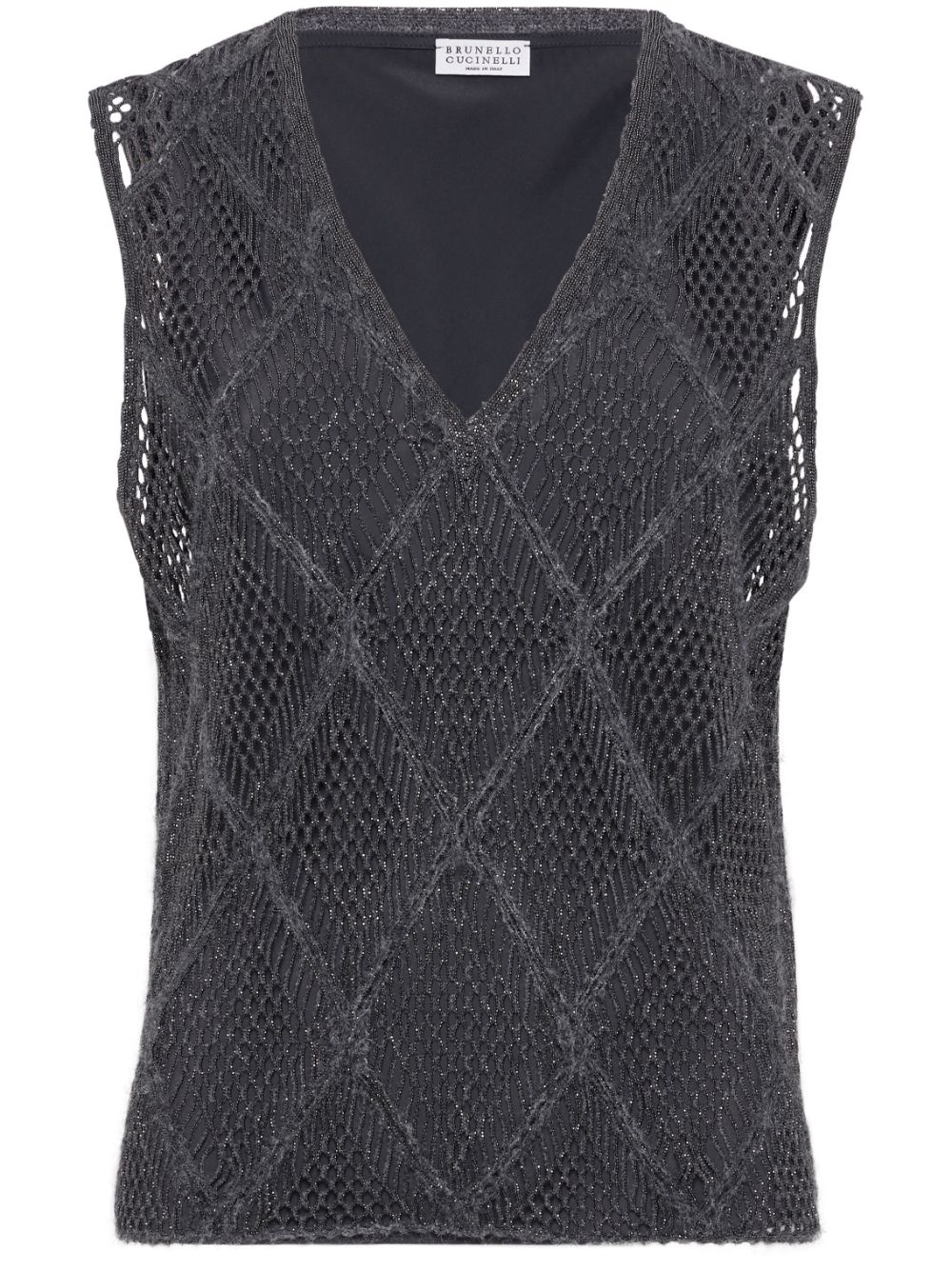 Brunello Cucinelli open-knit vest - Grey von Brunello Cucinelli