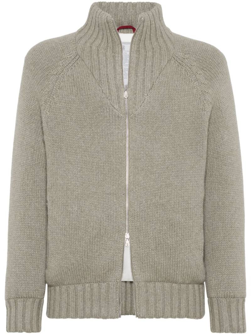 Brunello Cucinelli padded cashmere cardigan - Green von Brunello Cucinelli