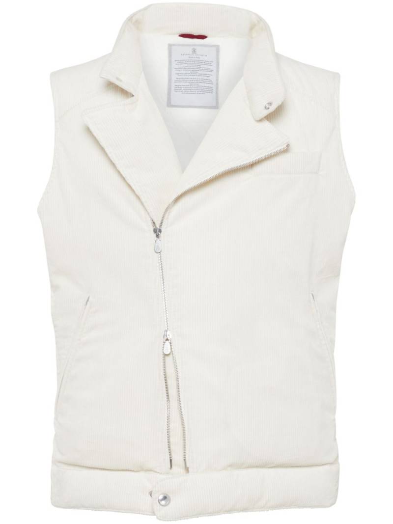 Brunello Cucinelli padded corduroy down vest - White von Brunello Cucinelli