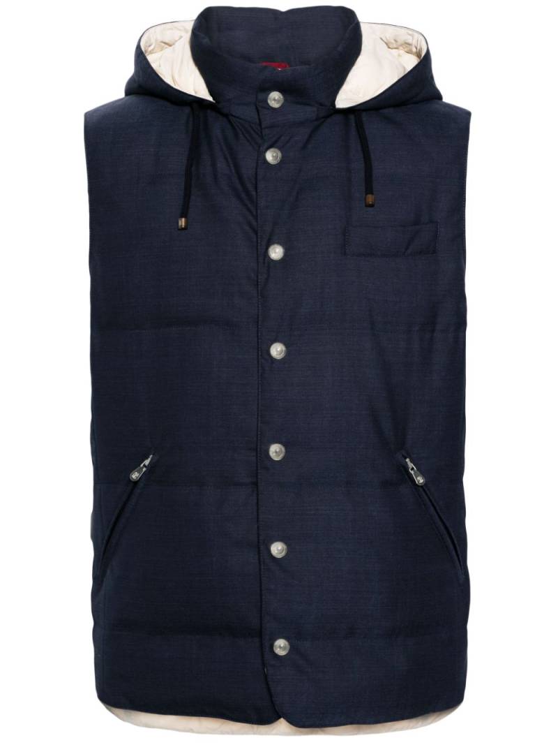 Brunello Cucinelli padded hooded gilet - Blue von Brunello Cucinelli