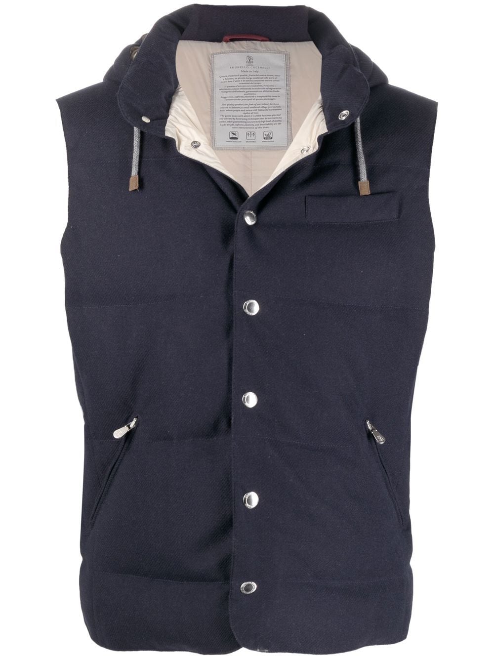 Brunello Cucinelli padded hooded sleeveless gilet - Blue von Brunello Cucinelli