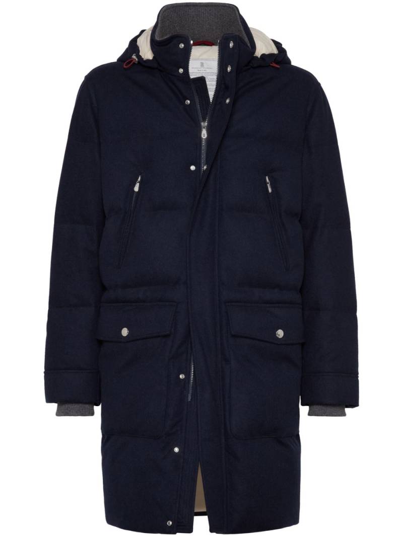 Brunello Cucinelli padded hooded wool jacket - Blue von Brunello Cucinelli