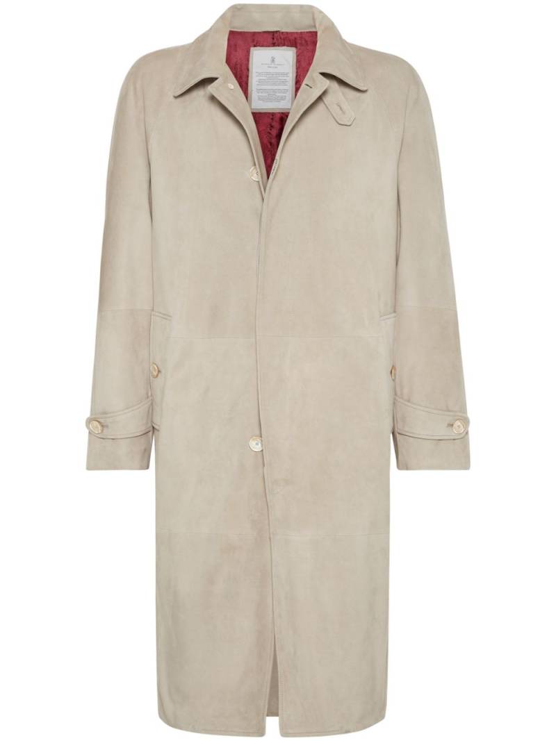 Brunello Cucinelli padded leather coat - Neutrals von Brunello Cucinelli